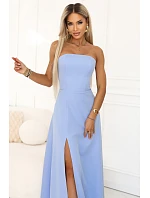 maxi šaty s rozparkem a zavazováním na zádech modré model 22064822 - numoco maxi šaty s rozparkem a zavazováním na zádech modré model 22064822 - numoco