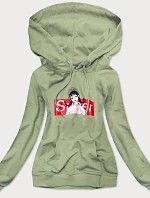Zelená dámská sportovní mikina s kapucí (N4596)