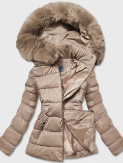 KRÓTKA BŁYSZCZĄCA KURTKA DAMSKA BEŻOWA model 21244110 - S'WEST