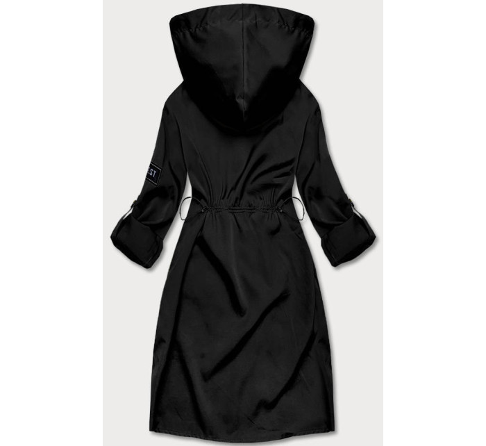 Tenký černý dámský přehoz přes oblečení s kapucí (B8118-1)