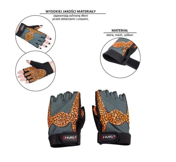 Růžová/šedá W HMS RST03 gymnastické rukavice r.L dámské