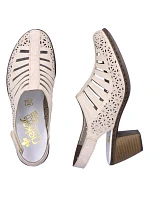 Kožené sandály na podpatku Rieker W RKR49B beige Kožené sandály na podpatku Rieker W RKR49B beige