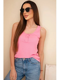 Dámská žebrovaná halenka na ramínkách s knoflíkem světle růžová