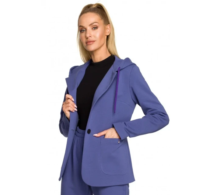 M691 Blejzr s kapucí a jedním knoflíkem - indigo
