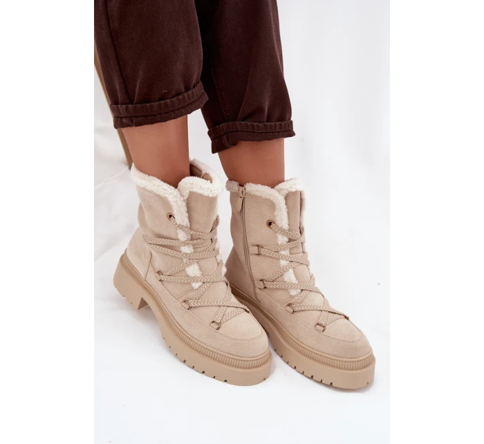 Dámské sněhule s kožíškem Irmara – béžové Dámské sněhule s kožíškem Irmara – béžové