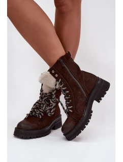 Dámské trapery z eko kůže – čokoládové Bellora