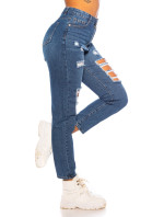 Sexy džíny s vysokým pasem a krátkými nohavicemi MOM FIT