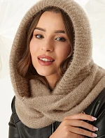 Dámská komínová šála s kapucí 48-495 béžová - AJS