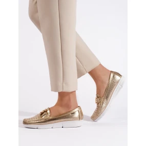 Klasické mokasíny zlaté dámské bez podpatku Klasické mokasíny zlaté dámské bez podpatku