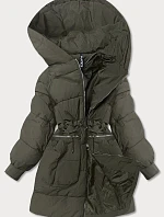 Dámská zimní bunda nadměrné velikosti v barvě khaki (736art)