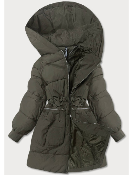 Dámská oversize zimní bunda v khaki barvě (736ART)