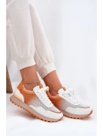 Kožené Sportovní Boty S Dámské  Oranžové model 21691274 - VINCEZA