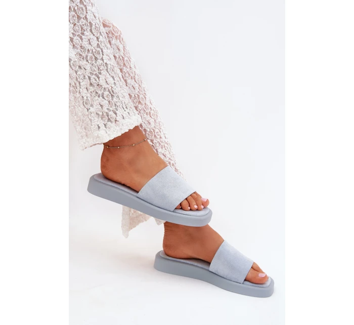 Dámské Sandály Na Platformě Z Eko Semiše Světle Modré Jorina