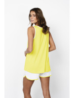 Dámské pyžamo Ossa na široká ramínka, krátké kalhoty - žlutá/světle melanž