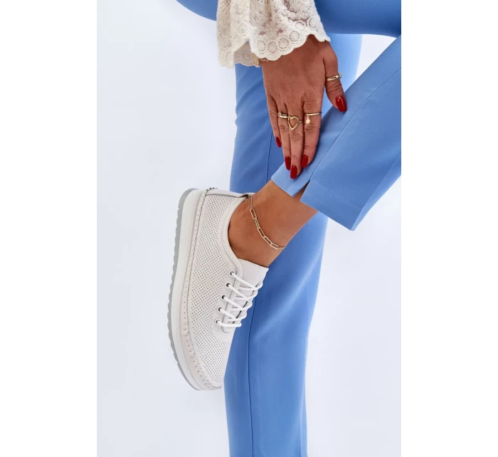 Dámské kožené sportovní boty tenisky bílé Lalnai Dámské kožené sportovní boty tenisky bílé Lalnai