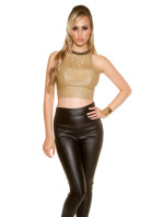 Sexy KouCla Crop Top leather look with deco chain