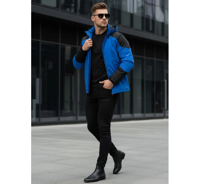 Pánská zimní bunda s kapucí modrá FashionStreet TX5122