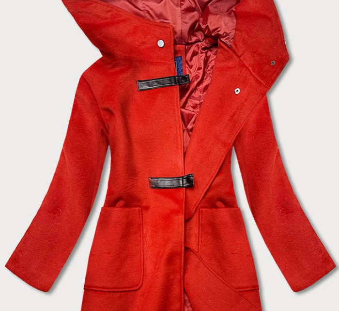 Krátký červený dámský kabát s kapucí (GSQ2311)