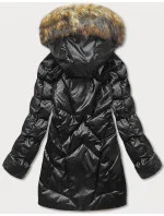 Černo-hnědá dámská zimní bunda s kapucí (5m775-392) Černo-hnědá dámská zimní bunda s kapucí (5m775-392)