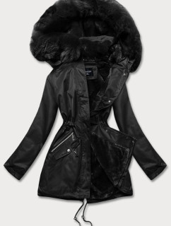 Černá dámská zimní bunda s kožešinovou podšívkou (B550-1)