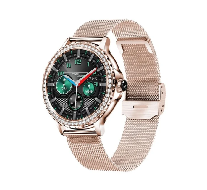 Dámské chytré hodinky VELTORI VT320-1 Zlatý náramek + růžový silikonový řemínek Dámské chytré hodinky VELTORI VT320-1 Zlatý náramek + růžový silikonový řemínek