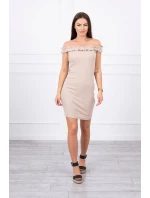 Španělské šaty s volánky béžové Španělské šaty s volánky béžové