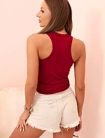 Dámská tílko z bavlny s kulatým výstřihem bordová