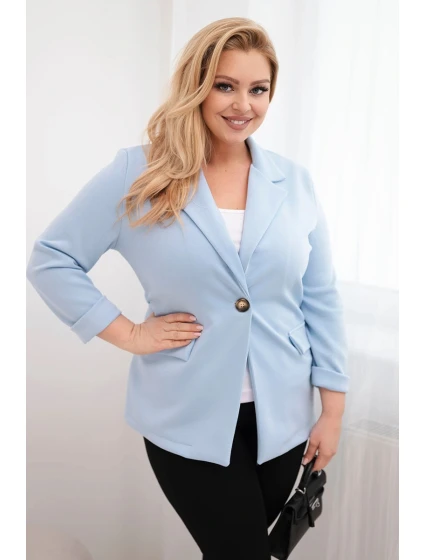 Dámská móda z viskózy Plus Size s dlouhým rukávem a límcem modrá Dámská móda z viskózy Plus Size s dlouhým rukávem a límcem modrá