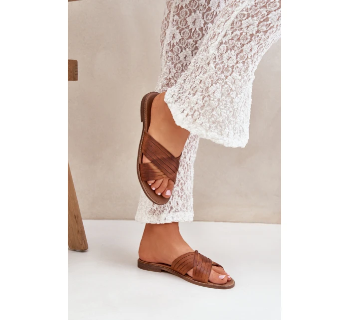 Kožené Dámské Pantofle Lewski Shoes model 21682352 Camel - Boto Kožené Dámské Pantofle Lewski Shoes model 21682352 Camel - Boto