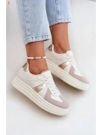 Eko Kožené Tenisky Dámské Na Platformě Béžové model 21688291 - Boto Eko Kožené Tenisky Dámské Na Platformě Béžové model 21688291 - Boto