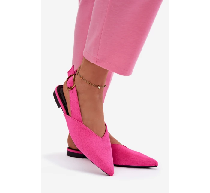 Baleríny s Zlatým Přezkou Eco Semišové Růžové model 21937565 - Boto