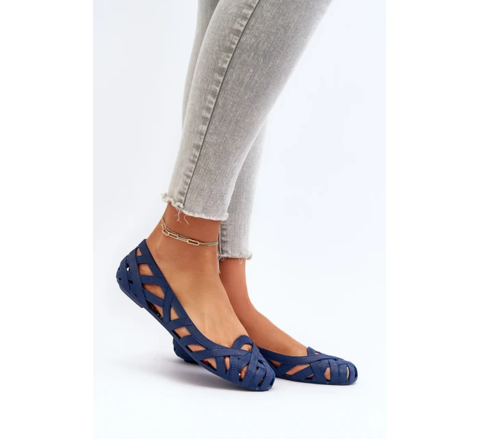 Dámské Gumové Baleríny Boty Navy Blue Salam
