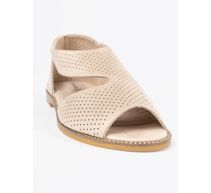 Trendy dámské zlaté  sandály na plochém podpatku