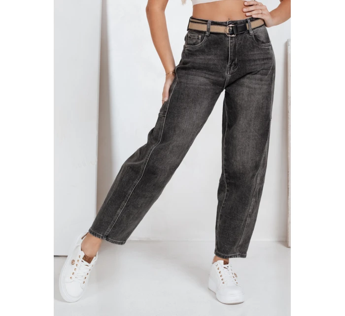 Dámské široké džíny s páskem černé FashionStreet UY2744