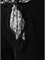 Dámské kalhoty s vysokým pasem a záševky černé FashionStreet UY2901