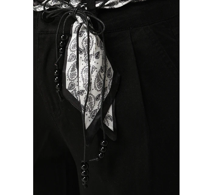 Dámské kalhoty s vysokým pasem a záševky černé FashionStreet UY2901