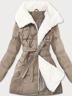 Dámská bunda se stojáčkem a kožešinou J Style světle béžová (16M9165-62)