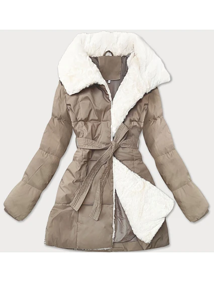 Dámská bunda se stojáčkem a kožešinou J Style světle béžová (16M9165-62) Dámská bunda se stojáčkem a kožešinou J Style světle béžová (16M9165-62)