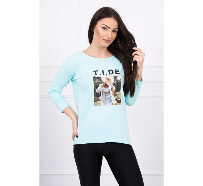 Halenka s potiskem Tide v mátové barvě