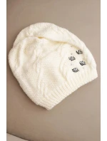 Dámská zimní čepice vlněná s krystaly a vzorem model 21859341 mocca - K-Fashion