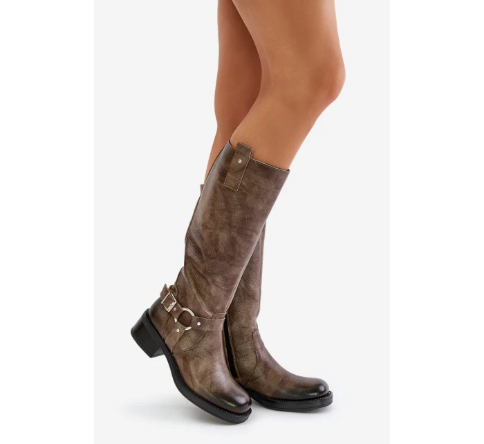 Zazoo 70141 Kožené dámské kozačky nad kolena hnědé Zazoo 70141 Kožené dámské kozačky nad kolena hnědé