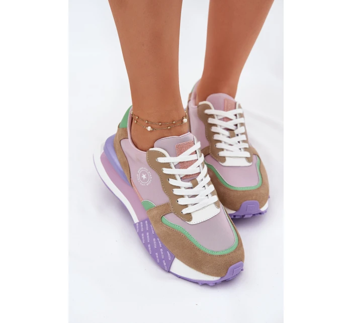 Semišové Dámské Tenisky Na Platformě Big Star RR274815 HI-POLY SYSTEM Růžové