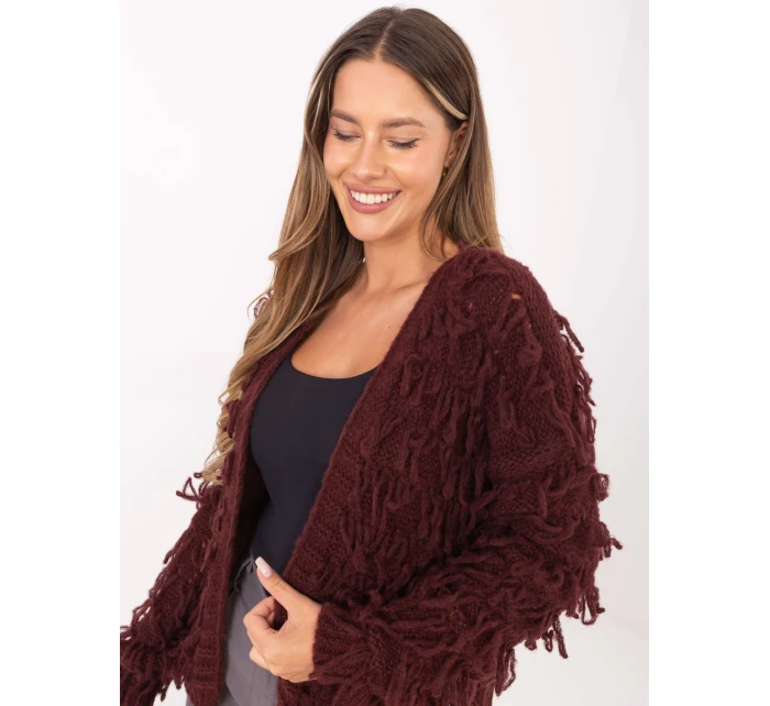 Sweter MI SW model 21314437 bordowy - FPrice Sweter MI SW model 21314437 bordowy - FPrice