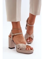 Patentované dámské sandály na vysokém podpatku Béžová D&A Patentované dámské sandály na vysokém podpatku Béžová D&A