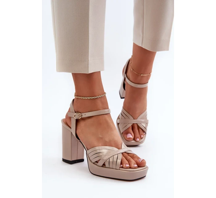 Patentované dámské sandály na vysokém podpatku Béžová D&A Patentované dámské sandály na vysokém podpatku Béžová D&A