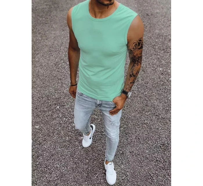 Pánské tričko bez rukávů s potiskem mátové FashionStreet RX4916 Pánské tričko bez rukávů s potiskem mátové FashionStreet RX4916