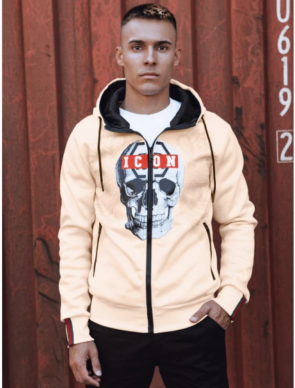 Pánská světle béžová mikina Dstreet model 21980043 - FashionStreet Pánská světle béžová mikina Dstreet model 21980043 - FashionStreet