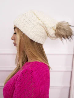 Fleecová čepice Sandra model 18750739 ecru - K-Fashion