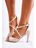 Módní sandály na vysokém podpatku béžová model 21588150 - SERGIO LEONE Módní sandály na vysokém podpatku béžová model 21588150 - SERGIO LEONE