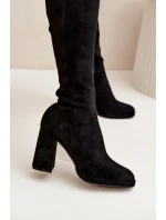 Dámské kozačky s na sloupkovém podpatku černé model 21709495 - Boto Dámské kozačky s na sloupkovém podpatku černé model 21709495 - Boto